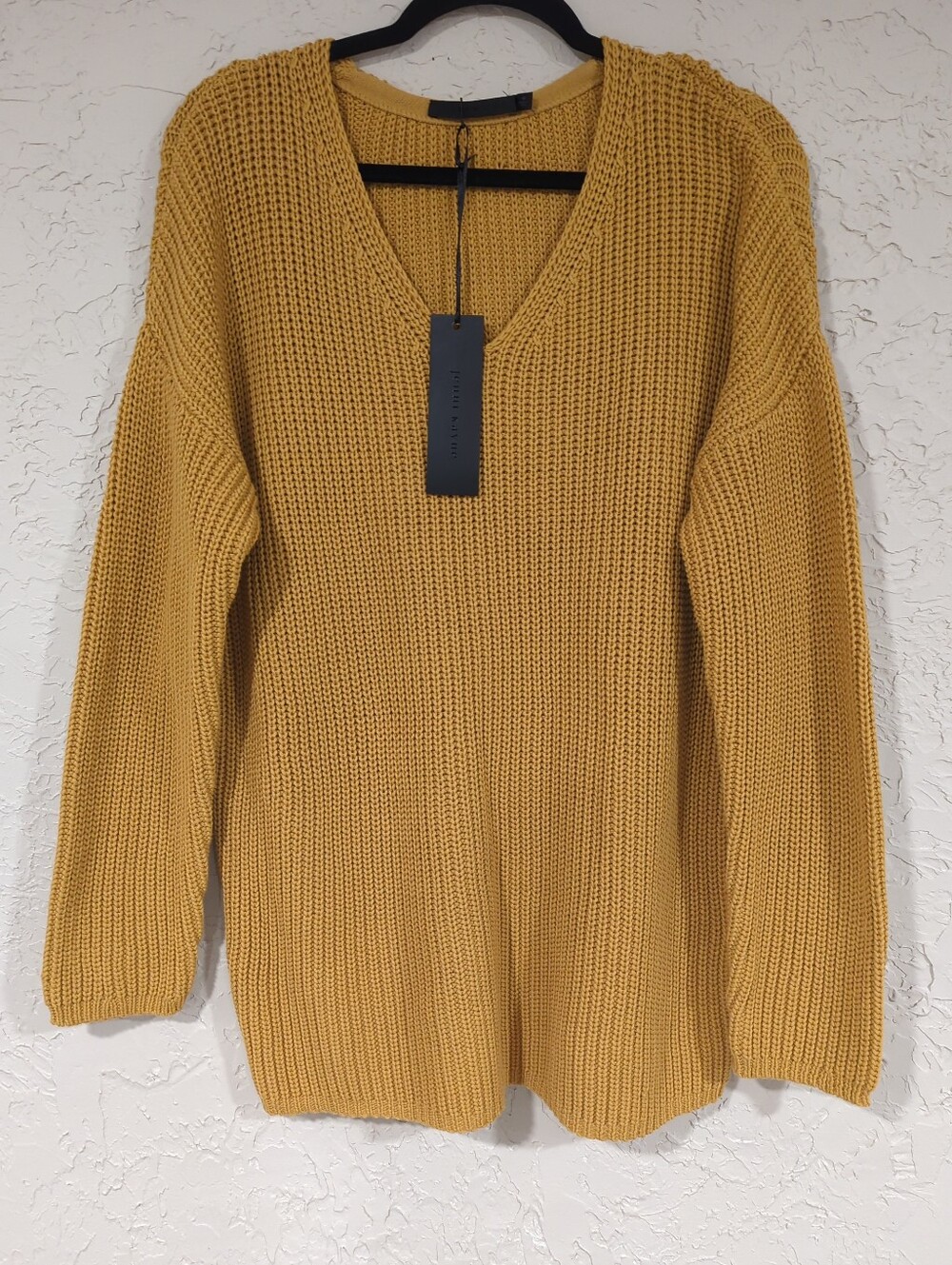 NWT Jenni Kayne Mustard Yellow Cotton Cabin Sweater Oversized Women's Medium